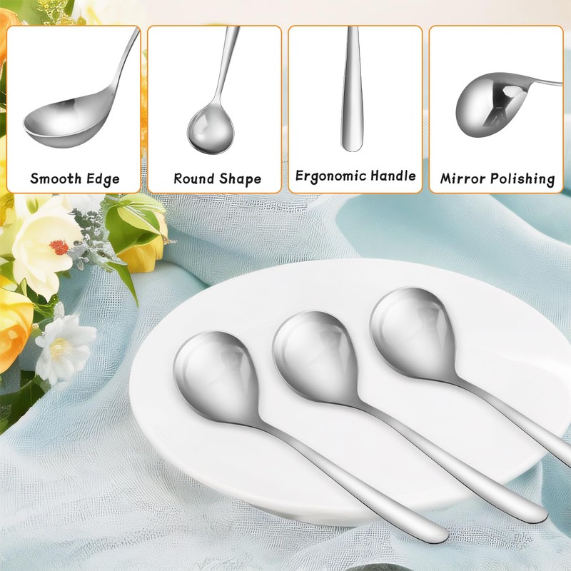 BOSMIOW 4 Pack Stainless Steel Heavy Round Ladle,8 Inch Long