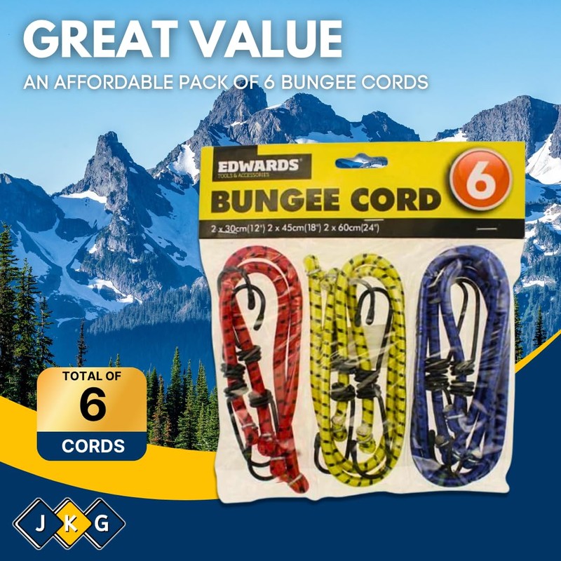 Ardisle 6 BUNGEE STRAPS CORDS WITH HOOKS ELASTICATED ROPE CORD