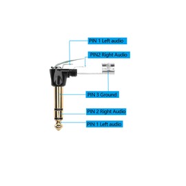 PNGKNYOCN Audio 1/4 "90 Degree Right Angle Plug, 6.35mm Heavy Duty TRS Gold Plated Solder Type Stereo DIY Audio Connector, Used to Replace The Worn Plug on The Cable (2 Pack)