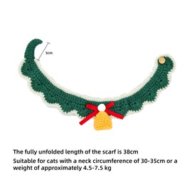 Kybelehoo Cat Collar Christmas Knitted Cat Scarf Christmas Knitted Adjustable Soft and Cute Cat Christmas Costume for Christmas Decoration - Green Bell