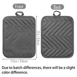 GROBRO7 5Pack Pocket Pot Holders Cotton Heat Resistant Potholder Multipurpose Hot Pads Machine Washable Oven Mitts Cooking Pads Bulk for Daily Kitchen Baking and Cooking 8.9 x 6.9 Inch Grey