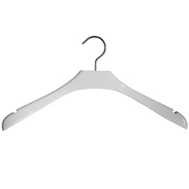 NAHANCO 23517HU Wooden Jacket Hanger, Concave, Home Use, 17", High Gloss White (Pack of 6)