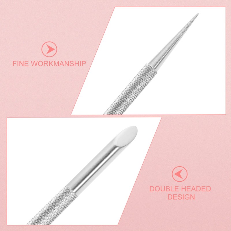 Beavorty 2pcs Stainless Steel Cuticle Pusher Nail Cleaner Remover Cutter