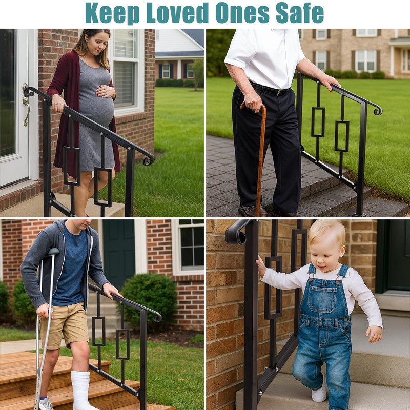 LMRSTOO Handrails for Outdoor Steps, Fit 2 or 3 Steps