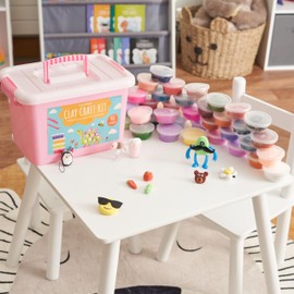 THE TWIDDLERS - 40 Magic Air Dry Clay Tubs Modelling Kit with Storage Box & Accessories - Play Dough Playset Toys for Kids, Perfect for Christmas