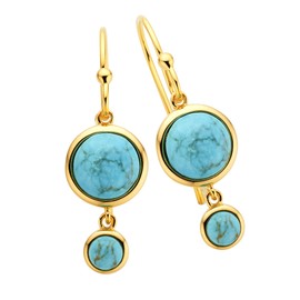 Zeeme Gemstones 360230458 Women's Earrings 925 Sterling Silver 3.0 cm Shiny Turquoise Yellow, Sterling Silver, Turquoise