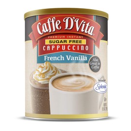 Caffe D’Vita Sugar Free French Vanilla Cappuccino Mix - Instant Cappuccino Mix, Gluten Free, No Cholesterol, No Hydrogenated Oils, 99% Caffeine Free, Sugar Free Cappuccino Mix - 8.5 Oz Can, 6-Pack