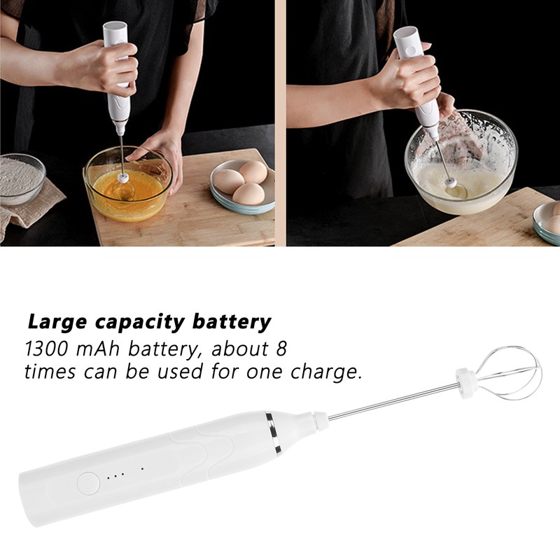 Electric Milk Frother USB Charging 3 Speeds Egg Beater Handheld