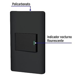 Volteck Apse15 Placa Armada Negra Interruptor Sencillo Línea Lisboa