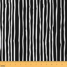 Erosebridal Black White Stripe Fabric by The Yard Abstract Stripes Waterproof Outdoor Fabric for Kids Teens DIY Striped Print for Quilting Sewing Upholstery Decor 1 Yard