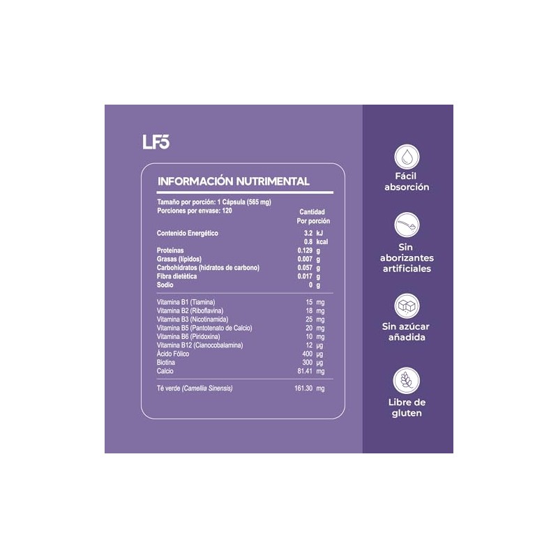 LIFEED5 Complejo B Vitaminas B1, B2, B3, B5, B6, B12