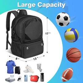 Soccer Bag, Lightweight Soccer backpack with Ball Compartment & Shoe Compartment for Basketball Volleyball & Football, Large and Water Resistant Sports Backpack for Son Daughter Men Women