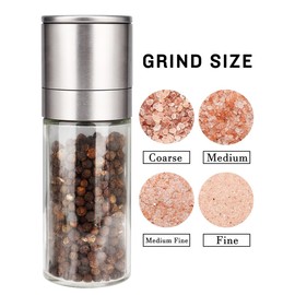 Gulex® Salt and Pepper Grinder Set Pepper Mill, Salt Grinder Refillable, Adjustable Coarseness Black Pepper Grinder, Stainless Steel Sea Salt Shaker with Ceramic Rotor