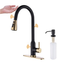 Touch Kitchen Faucet,KEER Smart Kitchen Sink Faucet with Pull Down Sprayer, Touch on Activated Kitchen Bar Sink Faucet Brushed Nickel, Stainless Steel (Matte Black Gold)