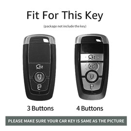 ontto Leather Car Key fob Cover Fit for Ford Mondeo Explorer Edge F250 F150 F350 F450 Fusion Mustang for Lincoln Cordovan Smart Key case Keyring Shell Holder Keychain Accessories 3 Buttons Black