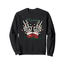 Christmas Skeleton Hands In Santa Suit Festive Holiday Wish Sweatshirt