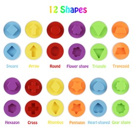 Hhyn Color Shape Matching Eggs for Toddlers, Preschool Learning Educational Sorting Easter Eggs Toys Gift Recognition Skills for Kids Boys Girls with Pink Eggs Holder, 12 Eggs