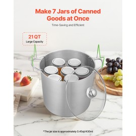 Happybuy 21 QT Canning Pot Set - Stainless Steel Waterbath Canner w/Rack, Dual Handle, Glass Lid, Works on All Cooktops (Induction, Gas, Electric, Glass, Ceramic, Halogen)