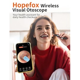 Hopefox Ohrenschmalz Entferner Otoskop, 1080P HD WiFi Ohrenreiniger mit Camera Ohr Endoskop und 6 LEDs Leuchten, Ohr Reinigung für Baby Kinder Erwachsene