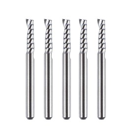 SpeTool Pack of 5 Aluminium Milling Cutters 3.175 mm (1/8 Inch) Shank Single-Flute CNC Milling Cutter Wood Solid Carbide Milling Cutter 12 mm Cutting Length End Mill for Aluminium and Plastic