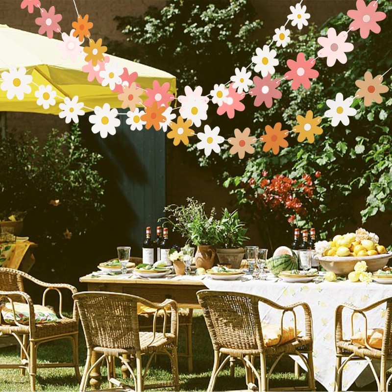 4 Daisy Pull Flags, Banner Decoration, Flower Pull Flag Decoration,