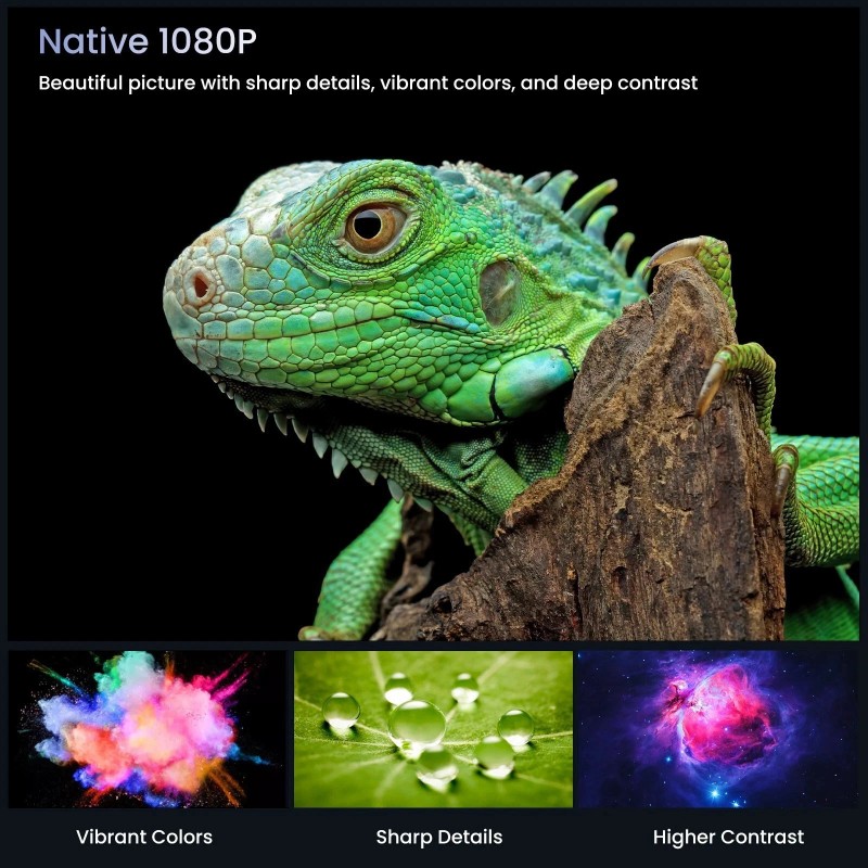 HOMPOW F1 4K Support Mini Portable LED Projector with Wi-fi