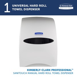 Kimberly-Clark Sanitouch Hard Roll Paper Towel Dispenser (09991), Hands-Free Pull Dispensing, White 12.63" x 16.13" x 10.2"