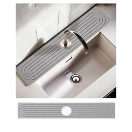 Faucet Mat For Kitchen Sink, 24'' Long Diatomite Sink Splash Guard Draining Mat,Prevents Moisture Buildup,Durable Protector For Kitchen,Bathroom Counter,Faucet Absorbent Mat (Gray, 23.6*4)