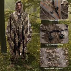 AnExer Ghillie Cape Ghillie Suit Camouflage Suit Quick Drying Camouflage Clothing for Hunting Military Hunting Concealed CS Camping Outdoor Animal Photography Party Decoration (Light Green)