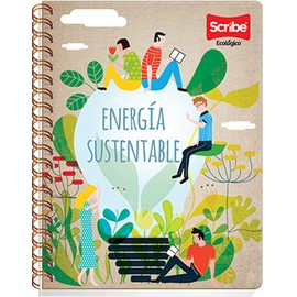 Scribe, ECOLÓGICO, Cuaderno Profesional Espiral Doble de Pasta Semi Rígida, Cuadro Grande C.7 de 100 Hojas (Diseño de Portada Aleatoria)              