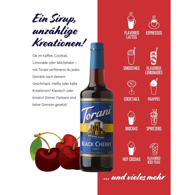 Torani Sugar Free Black Cherry Syrup 750mL