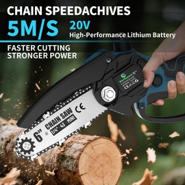 Vorlazen 6 Inch Mini Chainsaw Cordless, Electric Battery Powered Chain Saw with Auto Oiler, Handheld Small Chainsaw for Wood Cutting, Tree Trimming, Garden Tool Gift for Men Dad Husband