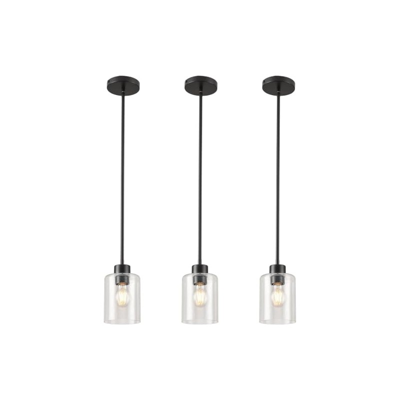 KLSS Black Pendant Light Fixture for Kitchen Island (seeded Glass