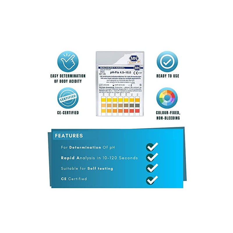 Camlab 1138924 pH-Fix indicator paper test strips, pH 4.5-10.0 with