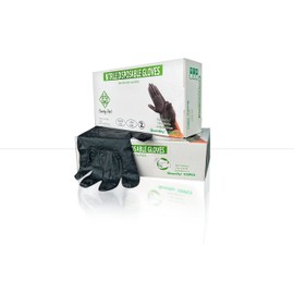Sturdy Pack 6mil thick Disposable Nitrile Gloves- Powder & Latex Free- Non-Sterile Textured Work Gloves, Black (Small-100Pcs.)