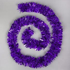 SHATCHI 4Pcs Purple 1.8m/6ft Xmas Metallic Chunky Tinsel Garland for Christmas Tree Hanging Decorations, PVC, 4