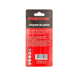 WERHE® Jigsaw blade wood 2379-5 - for curved cuts and precise cuts in laminate and chipboard - Wood saw blades for jigsaws with T-shaft holder - Jigsaw accessories