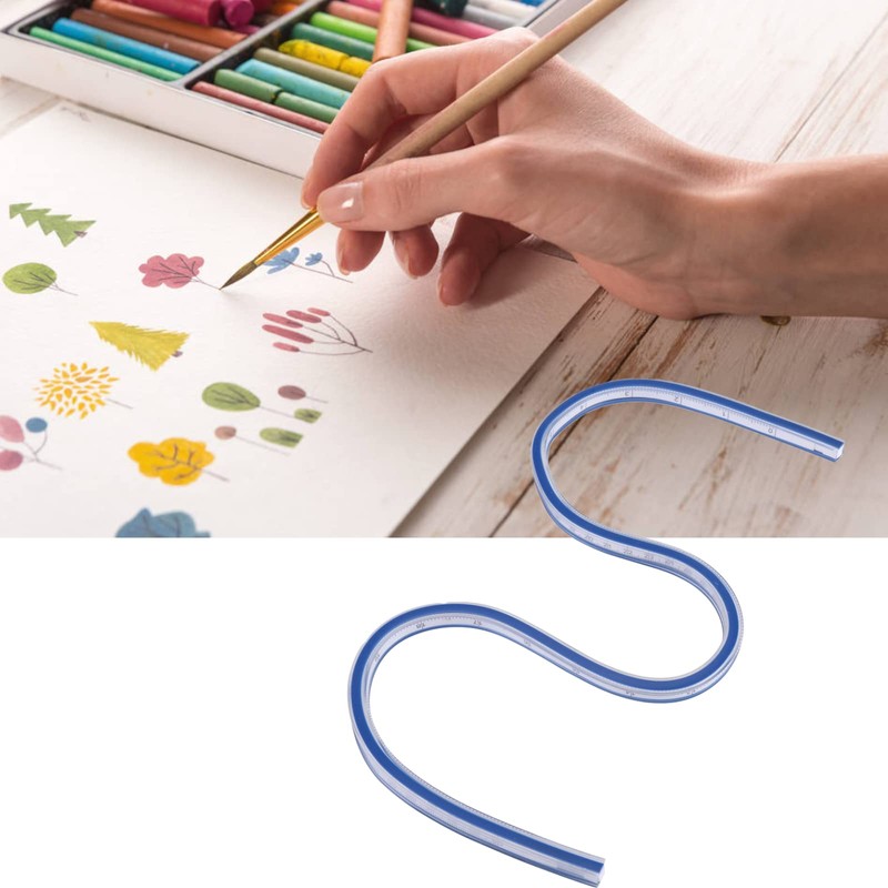 Flexible Curve Ruler Plastic Blue White Curve Flex Design Ruler