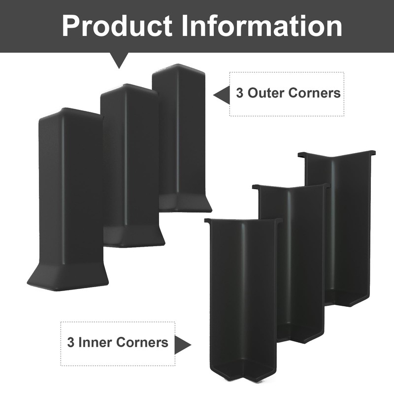 COUKIU Self Adhesive Baseboard Corner Blocks, 4inch(Width)3 Inside + 3