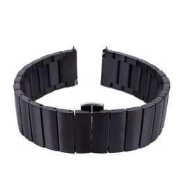 Sulla 20 mm L304 Stainless Steel Replacement Strap with Butterfly Clasp Quick Release, Black, Strap.