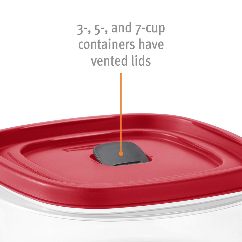 Rubbermaid Easy Find Vented Lid Food Storage Containers 7-Cup Red