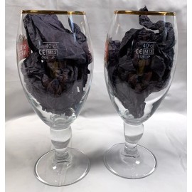 Stella Artois 2 New Stella Artois Stemmed Belgium Beer Glasses 40 cl Gold Rimmed Anno 1366
