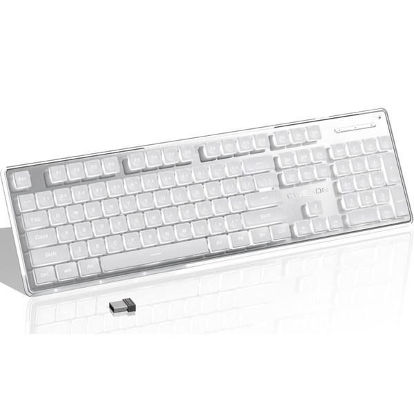 SEUNKWANG EWEADN X7S Wireless Keyboard with White Backlit, Metal Panel,