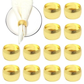 Napkin Rings Gold, Pack of 12 Elegant Metal Napkin Ring, Simple Napkin Buckles for Dinner, Wedding, Birthday, Christmas, Christening