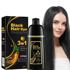 Black Hair Dye Shampoo Instant Hair Colour Shampoo Hair Dye Colour Shampoo Long-Lasting Colour for Men and Women 500 ml