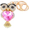 Axmerdal Fashion Lovely Lucky Owl Keychain Rhinestone Crystal Pendent Handbag Purse Key Ring Charm for Girl Women(Pink)