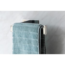 WENKO Turbo-Loc Towel Rail Genova Shine Decorative Stainless Steel Wall Holder for Towel Fixing No Drilling Ideal for Bathroom or Guest Toilet, Width 7.6 x Height 1.75 x Depth 3 inches, Glossy
