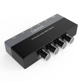 Cubilux AM-K4 6.35mm Audio Mixer [Ultra-Low Noise, HiFi AMP] 4-Channel Line-In 1/4” Mini AUX Mixer, Quarter Inch Small Stage Sub Mixer for Guitar Bass Keyboard Drum, Club Bar Studio