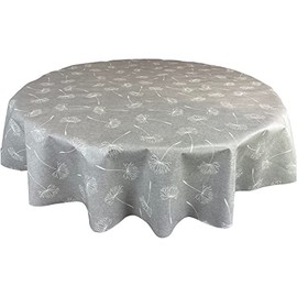 Karina Home Megan Wipe Clean Tablecloth Vinyl PVC Round (Round, 138cm, Grey)