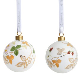 Wedgwood Holiday Ornaments Wild Strawberry, Pack of 2, Christmas Ornament, Ornaments 1055762